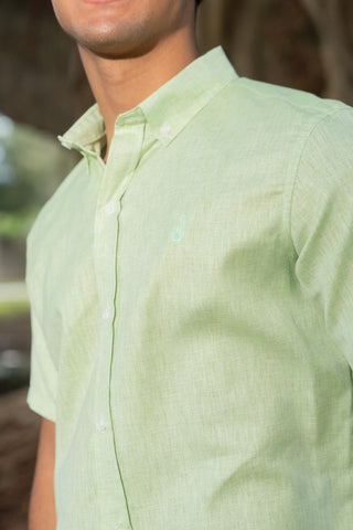 CAMISA AVO LINO MANGA CORTA VERDE