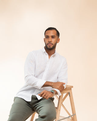 Camisa de Lino Hombre Blanca MARE | AVO Premium