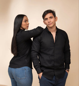Camisa de Lino Hombre Negra MARE | AVO Premium RD