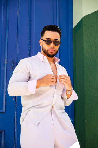 CAMISA AVO LINO ALMA GREEN/PINK