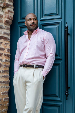Camisa de Lino Hombre Rosa STELLA | AVO Premium RD