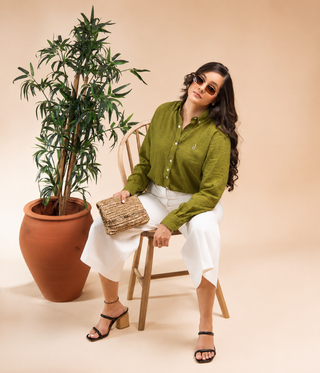 Camisa de Lino Mujer VERDE OLIVO AVO Damas | RD$ 2,700