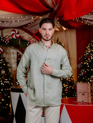 Camisa 100% Lino Verde Garis Familia | Hombre RD$ 4,000