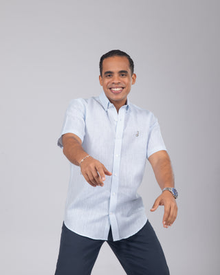 CAMISA AVO LINO MANGA CORTA BLUE