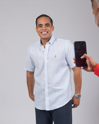 CAMISA AVO LINO MANGA CORTA BLUE