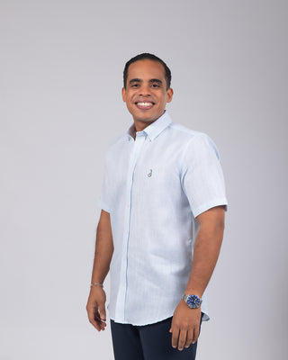 CAMISA AVO LINO MANGA CORTA BLUE