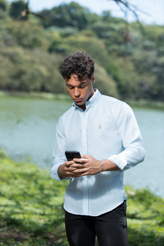 CAMISA AVO LINO MARE LIGHT BLUE