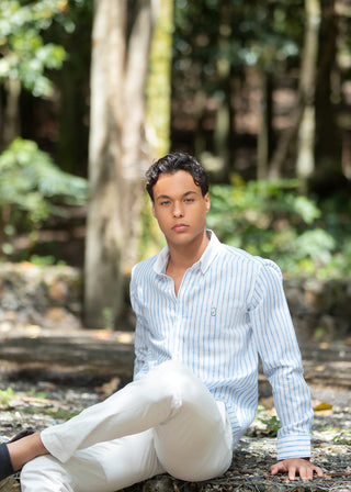 CAMISA AVO LINO TERRA BLUE