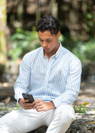 CAMISA AVO LINO TERRA BLUE