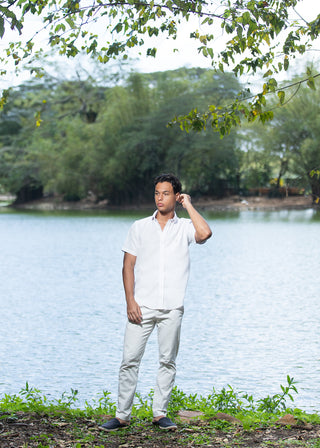 CAMISA AVO LINO MANGA CORTA WHITE