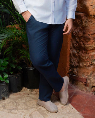 Pantalón Lino AVO — Azul Marino