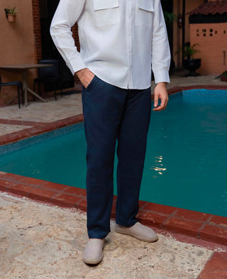 Pantalón Lino AVO — Azul Marino