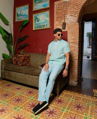 Pantalón Lino AVO — Azul Claro