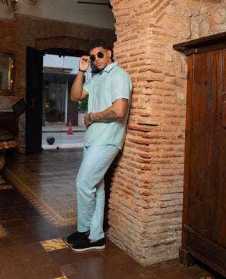 Pantalón Lino AVO — Azul Claro