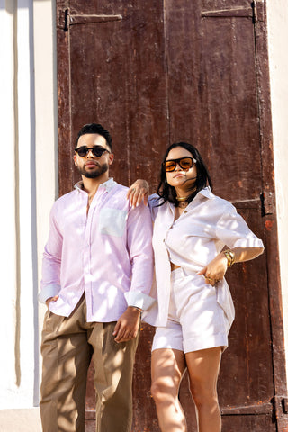 CAMISA AVO LINO ALMA PINK/GREEN