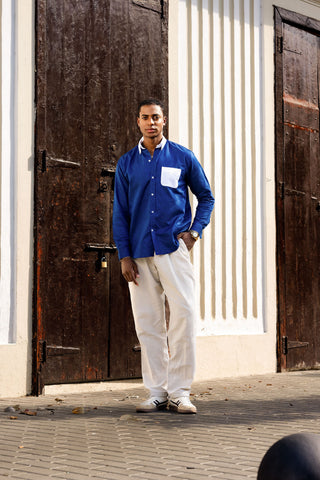 CAMISA AVO LINO ALMA BLUE/WHITE