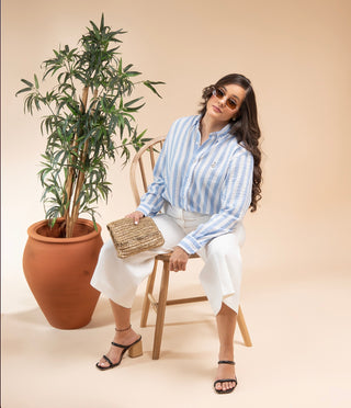 Camisa de Lino Mujer Azul AVO Damas | RD$ 2,700