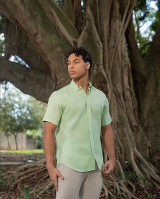 CAMISA AVO LINO MANGA CORTA VERDE